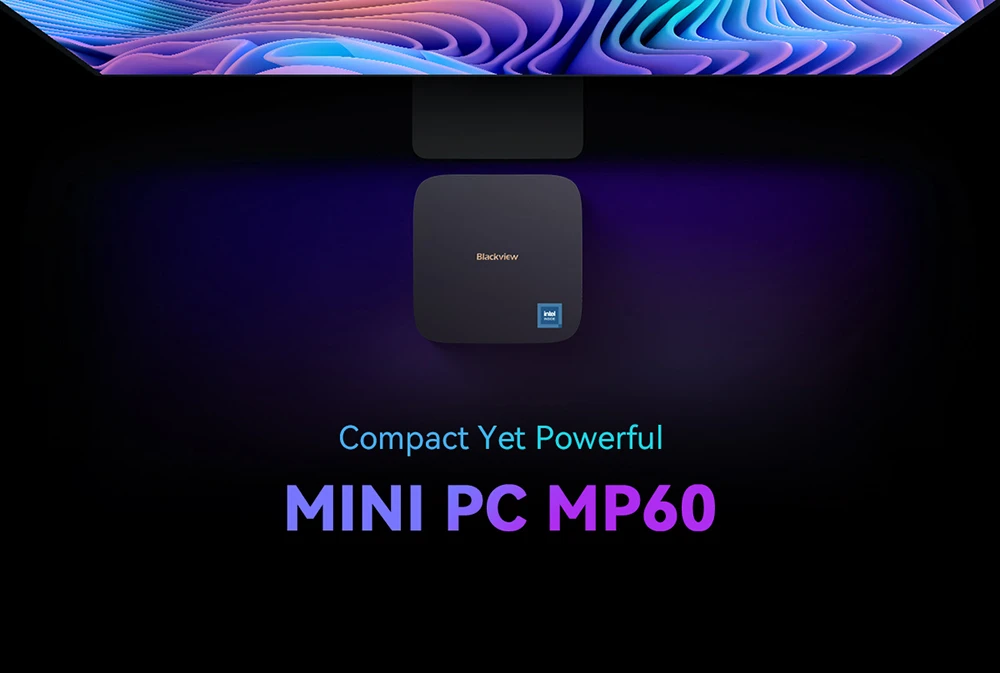 Blackview MP60 Mini PC, Intel N95 4 Cores Up to 3.4GHz, 16GB RAM 1TB SSD, 2*HDMI 4K 60Hz Dual Screen Display, 2.4/5GHz Dual-band WiFi Bluetooth 4.2, 2*USB 3.0 2*USB 2.0 1*1000Mbps LAN 1*Audio Jack