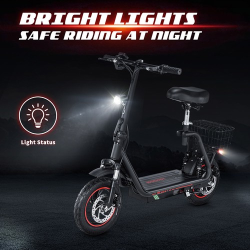Bogist M5 Pro-S Electric Scooter with Seat, 500W Motor, 12 Inch Pneumatic Tire, 48V 13Ah Battery, 48km/h Max Speed, 35km Max Range, Disc Brake