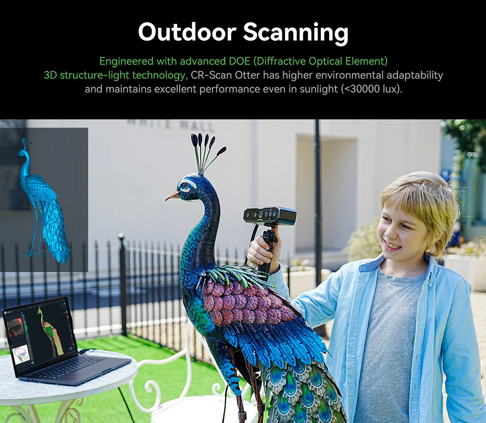 Creality CR Scan Otter 3D Scanner, 20fps Scan Speed, 0.02mm Accuracy, 4-lens Stereo Vision, 24-bit Full-Color Scanning, 8 Infrared Lights