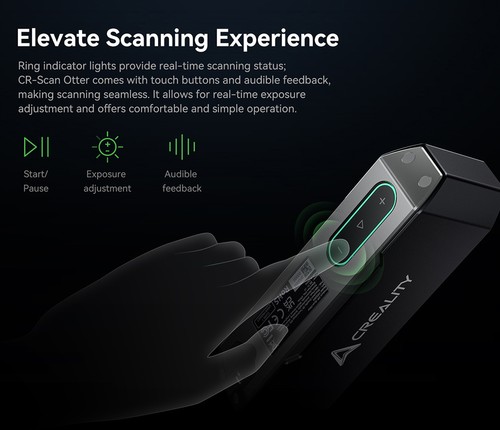 Creality CR Scan Otter 3D Scanner, 20fps Scan Speed, 0.02mm Accuracy, 4-lens Stereo Vision, 24-bit Full-Color Scanning, 8 Infrared Lights