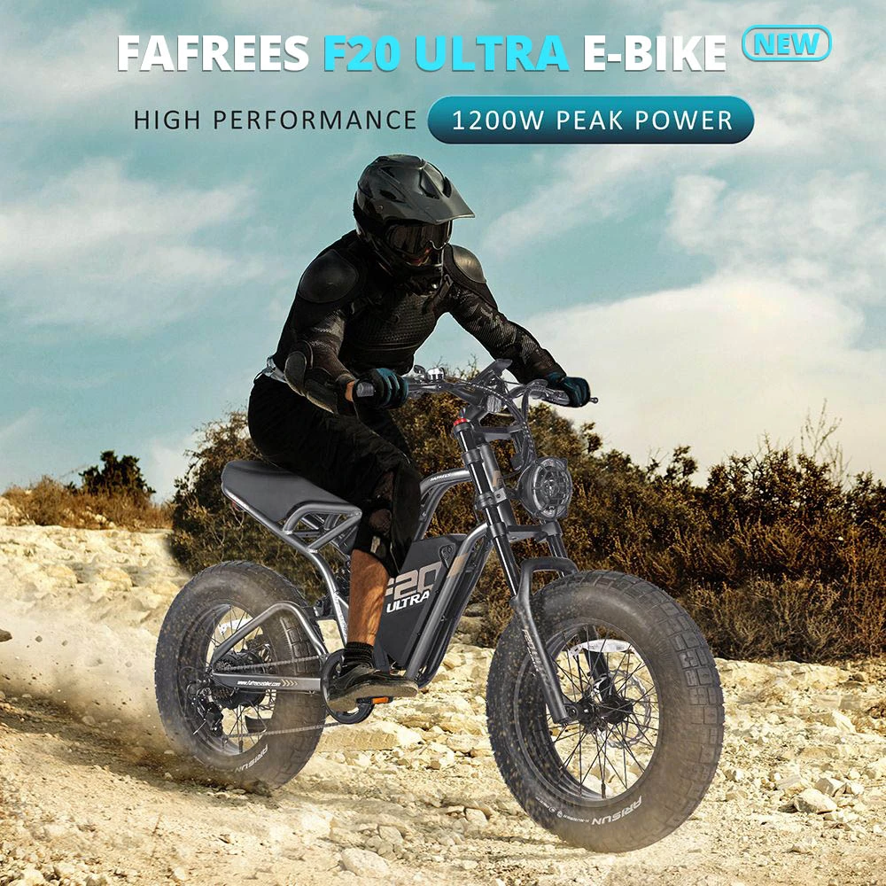 FAFREES F20 ULTRA Electric Bike, 750W Motor, 48V 25Ah Battery, 20*5-inch Fat Tires, 25km/h Max Speed, 80-100km Range, SHIMANO 7 Speed, Mechanical Disc Brakes - Grey