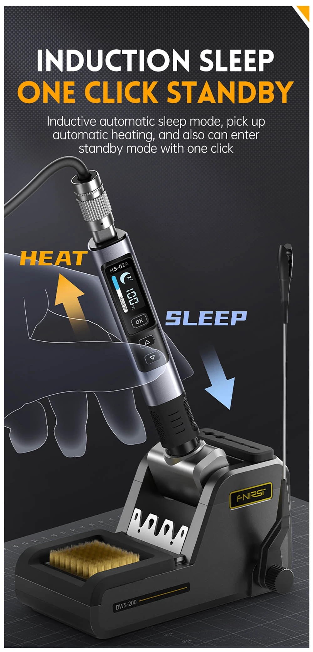FNIRSI HS-02 Ηλεκτρικό κολλητήρι, 0.96