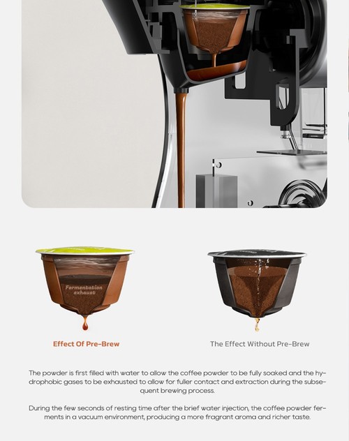 HiBREW H1B coffee maker with 5 in 1 pads, 600 ml water tank, 19 bar extraction pressure, cold/hot mode, LED indicator, for Kcup*/Nes*/DG*/espresso powder, black