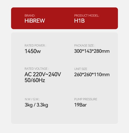 HiBREW H1B coffee maker with 5 in 1 pads, 600 ml water tank, 19 bar extraction pressure, cold/hot mode, LED indicator, for Kcup*/Nes*/DG*/espresso powder, black