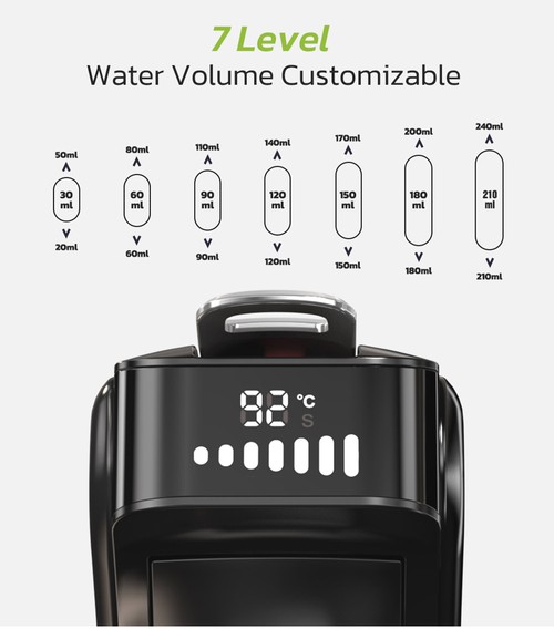 HiBREW H1B coffee maker with 5 in 1 pads, 600 ml water tank, 19 bar extraction pressure, cold/hot mode, LED indicator, for Kcup*/Nes*/DG*/espresso powder, black