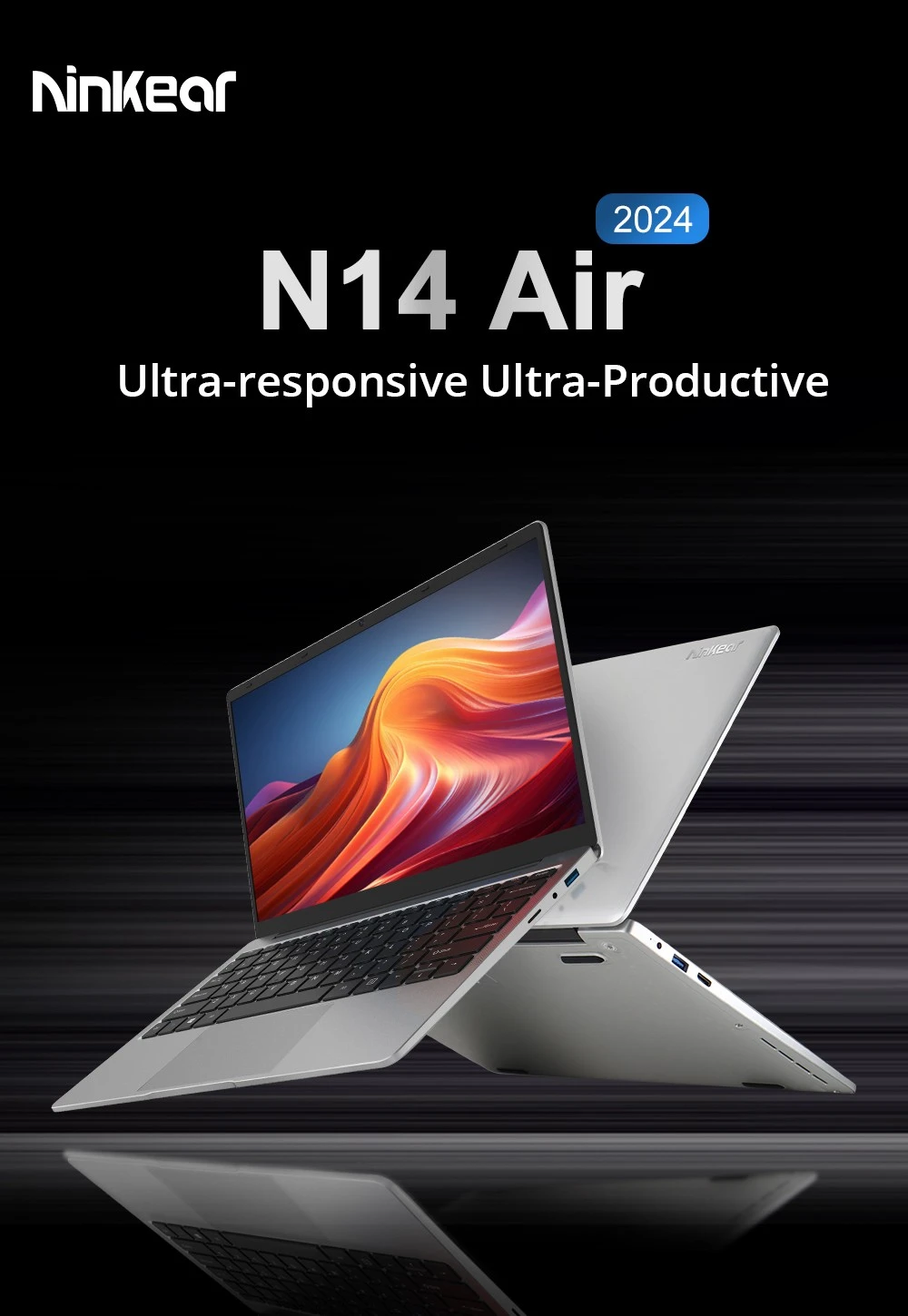Ninkear N14 Air 14-inch Laptop, 1920*1080 FHD Screen, Intel J4125 4 Cores 2.7GHz, 8GB RAM 256GB SSD, 4000mAh Battery, Dual-band WiFi Bluetooth 4.2, 2*USB 3.0 1*Micro SD Card 1*Mini HDMI 1*Earphone Port, 180°Opening and Closing