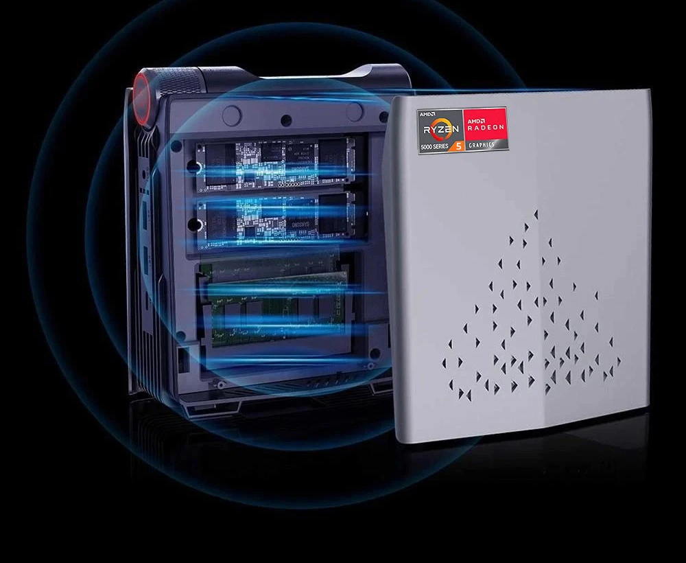 OUVIS AMR5 Mini PC, AMD Ryzen 7 5675U 6 πυρήνες έως 4.3GHz, 16GB RAM 512GB SSD, HDMI+DP+Type-C 4K 60Hz Triple Display, 4 x USB 3.0 1000Mbps LAN WiFi 5 Bluetooth 5.0, Αθόρυβη/Balance/Performance Mode- EU Plug
