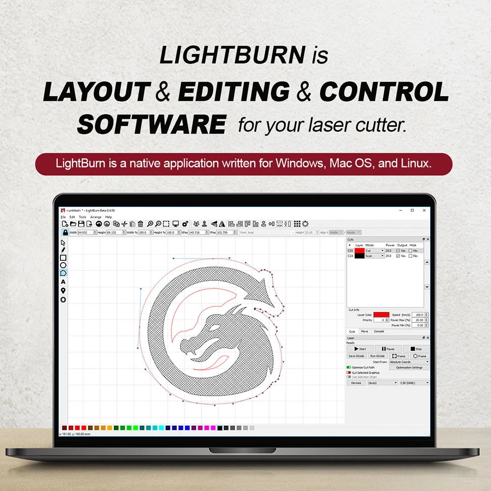 Official Authorized LightBurn Software G-Code License Key, LightBurn Key, Support Upgrade To V1.4.01