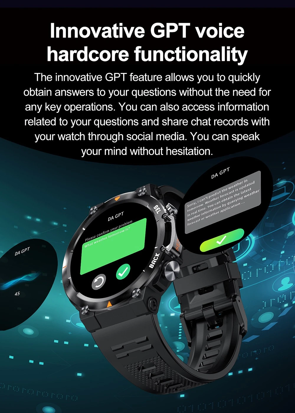 SENBONO MAX18 Smartwatch Health Monitoring Sport Watch, 1.43-inch AMOLED Screen, Al GPT Assistant, Gesture Operation, 3ATM waterproof, 410mAh Battery