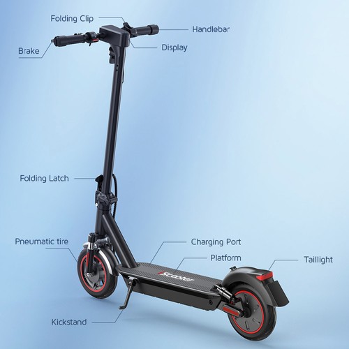 iScooter i10Max Electric Scooter, 750W Motor, 48V 18Ah Battery, 10 inches Pneumatic Tire, 45km/h Max Speed, 80km Range, IP54 Waterproof, Front and Rear Suspension, App Control