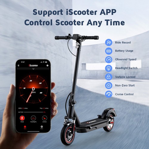 iScooter i10Max Electric Scooter, 750W Motor, 48V 18Ah Battery, 10 inches Pneumatic Tire, 45km/h Max Speed, 80km Range, IP54 Waterproof, Front and Rear Suspension, App Control