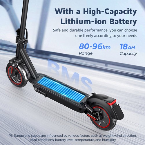 iScooter i10Max Electric Scooter, 750W Motor, 48V 18Ah Battery, 10 inches Pneumatic Tire, 45km/h Max Speed, 80km Range, IP54 Waterproof, Front and Rear Suspension, App Control