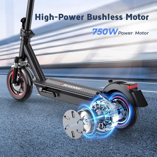 iScooter i10Max Electric Scooter, 750W Motor, 48V 18Ah Battery, 10 inches Pneumatic Tire, 45km/h Max Speed, 80km Range, IP54 Waterproof, Front and Rear Suspension, App Control