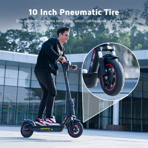 iScooter i10Max Electric Scooter, 750W Motor, 48V 18Ah Battery, 10 inches Pneumatic Tire, 45km/h Max Speed, 80km Range, IP54 Waterproof, Front and Rear Suspension, App Control