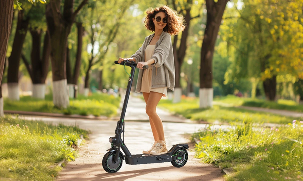 isinwheel S9 Max Electric Scooter, 500W Motor, 36V 10Ah Battery, 10-inch Tires, 18.6mph Max Speed, 22miles Range, Front and Rear Dual Suspension, App Control