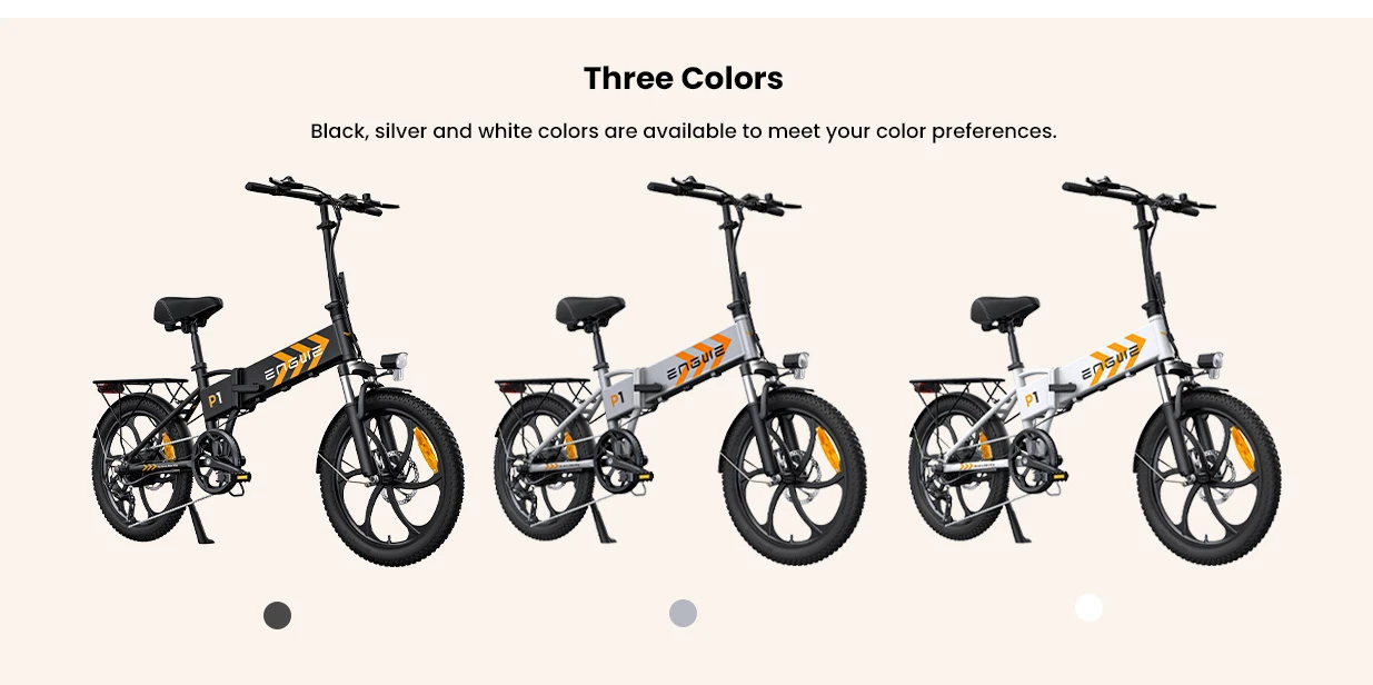 ENGWE P1 Folding Electric Bike 20*2.3 inch wide tires 250W Motor 36V 13Ah Battery 25km/h, Dual Disc Brake Aluminum Alloy Body Shimano 7 Gears Max 100km Range IP54 Waterproof - White