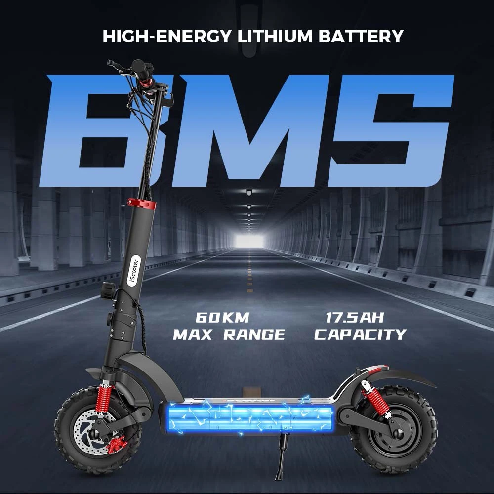Trottinette électrique iScooter iX6 Pneus tout-terrain pneumatiques 11'' Moteur arrière 1000W Vitesse maximale 45km/h Batterie 48V 17.5Ah Autonomie 60km
