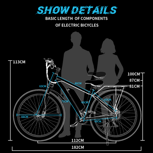 DUOTTS C29 Electric Bike 750W 29*2.1 inch Wheel 48V 15Ah Battery 50km Range 50km/h Max Speed Shimano 21 Speed Gear Electric Mountain Bike with Rear Rack IP54 Waterproof Smart APP - Black