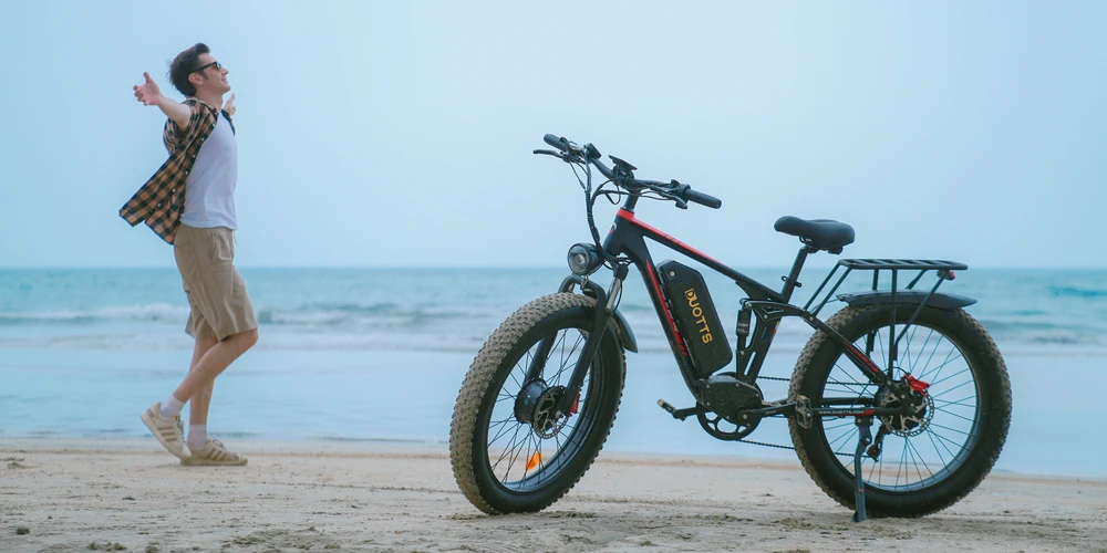 DUOTTS S26 Electric Bike 750W*2 Motors 50km/h Max Speed 26*4.0 inch Inflatable Fat Tires 48V 19.2Ah LG Battery 120km Range Shimano 7-Speed 150kg Max Load - Black