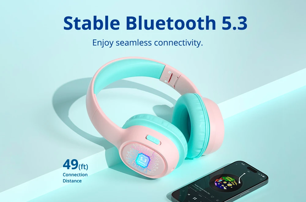 Căști wireless pentru copii Tronsmart KH02 - roz