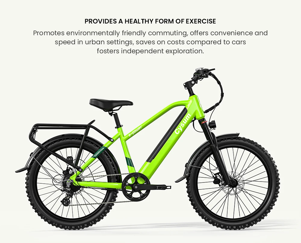 CYSUM Hoody Teenager Electric Bike, 250W Motor, 36V 10Ah Battery, 35km/h Max Speed, 55km Max Range, 24*2.1-inch Tires, SHIMANO 8-speed, LCD Display, LED Headlights