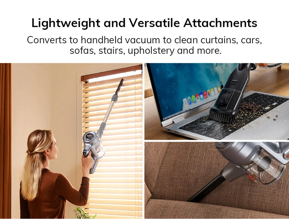 ILIFE H80 Cordless Vacuum Cleaner, 20KPa Suction, 35mins Max Run Time, LED Lights, 5-stage Filtration, 0.55L Dust Cup, Telescopic Pipe Gray