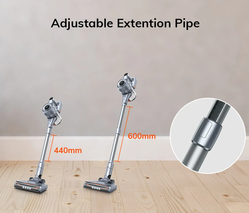 ILIFE H80 Cordless Vacuum Cleaner, 20KPa Suction, 35mins Max Run Time, LED Lights, 5-stage Filtration, 0.55L Dust Cup, Telescopic Pipe Gray