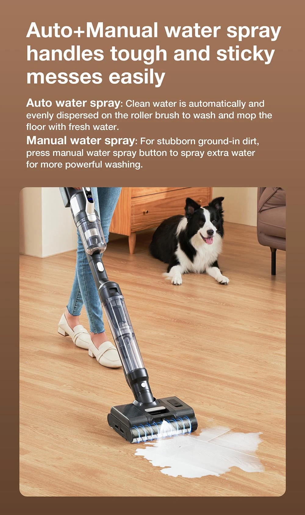 JIMMY PW11 Pro Max 5-in-1 Cordless Vacuum & Washer, 460W Strong Power, Double Cleaning, Hot Air Fast Dry, LED Screen, 180° Lay Flat Design, Dual Roller Brushes, Silver-black Color