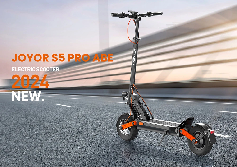 JOYOR S5 Pro Electric Scooter with ABE Certification, 10-inch Tires, 48V 26Ah Battery, 500W Motor, 25km/h Max Speed, 70-100km Range - Black