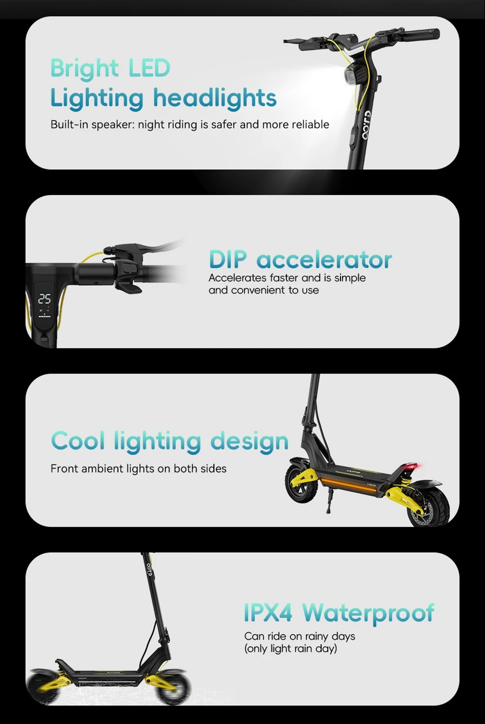 Scooter electric OOTD S10, 1400W Motor, Anvelope de 10 inch, 48V 20AH Baterie, 55km/h Max Speed, 60-70km, Brake, Suspensie frontală și spate