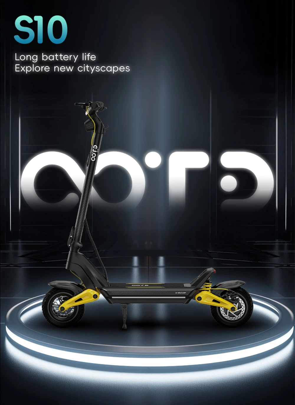 OOTD S10 Electric Scooter, 1400W Motor, 10-inch Tires, 48V 20AH Battery, 55km/h Max Speed, 60-70km Range, Disc Brake, Front and Rear Suspension