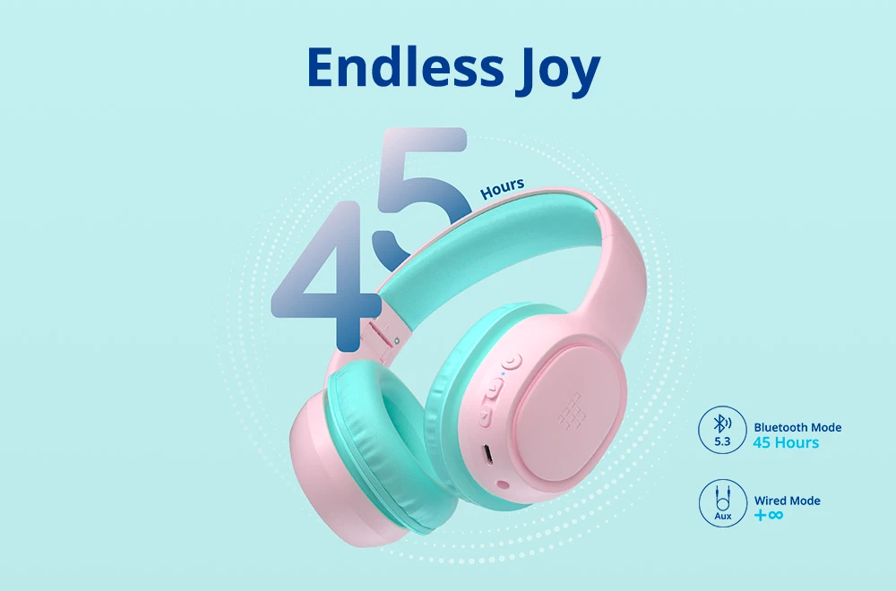 Căști wireless pentru copii Tronsmart KH02 - roz