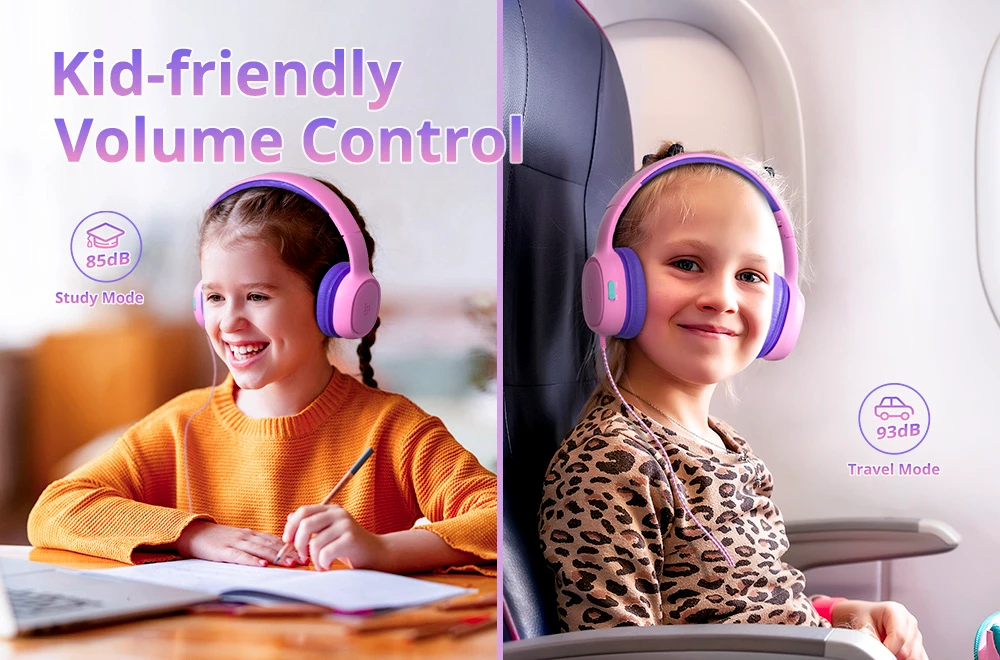 Căști pentru copii cu fir Tronsmart KH01 - roz