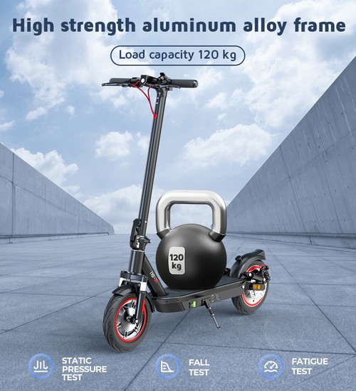 iScooter i10 Electric Scooter, 650W Motor, 36V 15Ah, 10-inch Pneumatic Tire, 40km/h Max Speed, 45km Max Range, ‎Front and Rear Suspension, Electronic Brake & Disc Brake