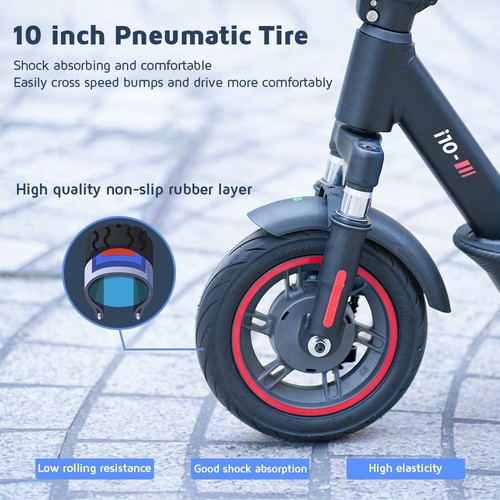 iScooter i10 Electric Scooter, 650W Motor, 36V 15Ah, 10-inch Pneumatic Tire, 40km/h Max Speed, 45km Max Range, ‎Front and Rear Suspension, Electronic Brake & Disc Brake