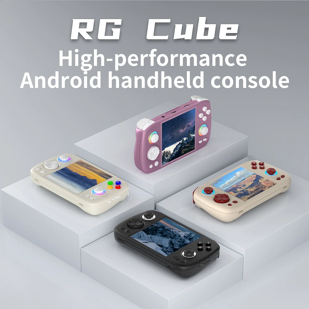 ANBERNIC RG Cube Game Console, 256GB TF Card 9000+ Games, 8GB LPDDR4X RAM 128GB UFS2.2 Storage, Android 13, 3.95-inch IPS Touchscreen 720*720, 5G WiFi Bluetooth 5.0, Moonlight Streaming, 7 Hours of Playtime, RGB Light - Black