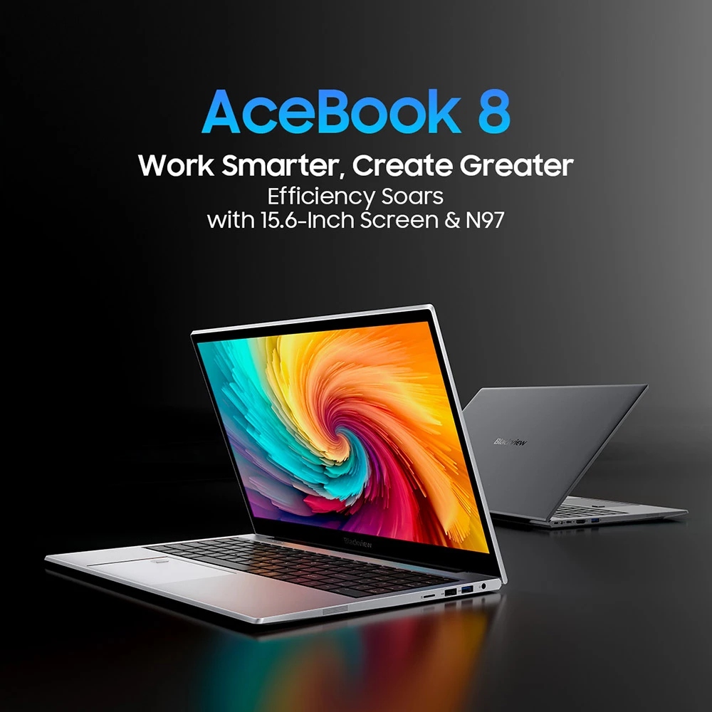 Blackview Acebook 8 Laptop, 15.6-inch 1920*1080 IPS Screen, Intel Core N97 4 Core Up to 3.6GHz, 16GB RAM 512GB SSD, Dual-band WiFi Bluetooth 5.0, 2*USB 3.0 1*USB 2.0 1*USB-C 1*HDMI 2.0 1*Audio Jack 1*MicroSD Card Slot, 38Wh Battery 36W Charge - Grey