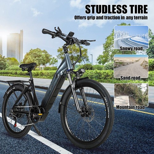 CMACEWHEEL L26 Electric Bike, 500W Motor, 48V 17Ah Battery, 26*2.1″ CST Tires, 45km/h Max Speed, 100km Max Range, Hydraulic Oil Disc Brakes - Grey