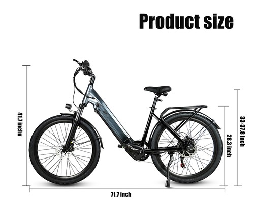 CMACEWHEEL L26 Electric Bike, 500W Motor, 48V 17Ah Battery, 26*2.1″ CST Tires, 45km/h Max Speed, 100km Max Range, Hydraulic Oil Disc Brakes - Grey