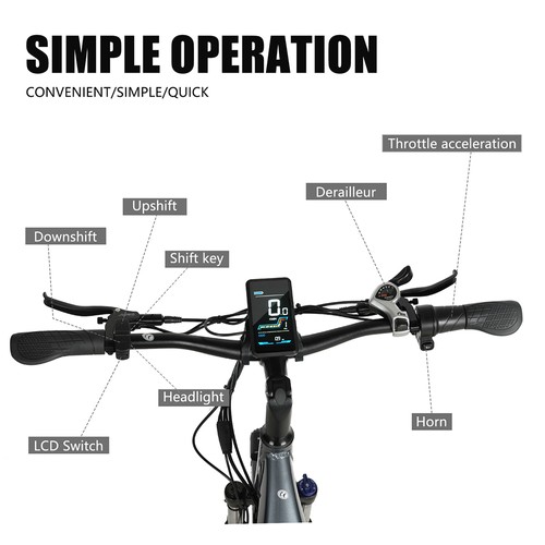 CMACEWHEEL L26 Electric Bike, 500W Motor, 48V 17Ah Battery, 26*2.1″ CST Tires, 45km/h Max Speed, 100km Max Range, Hydraulic Oil Disc Brakes - Grey