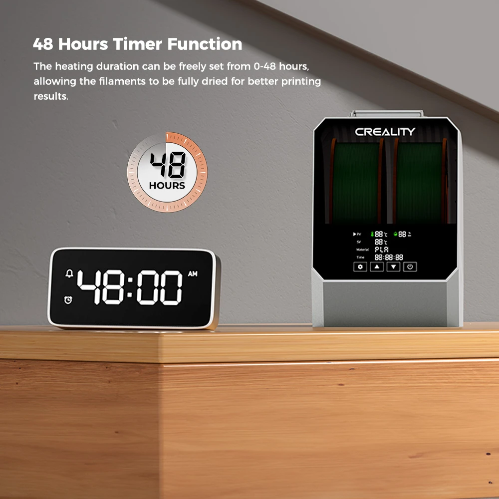 Creality Space Pi Plus filament szárító kijelzője