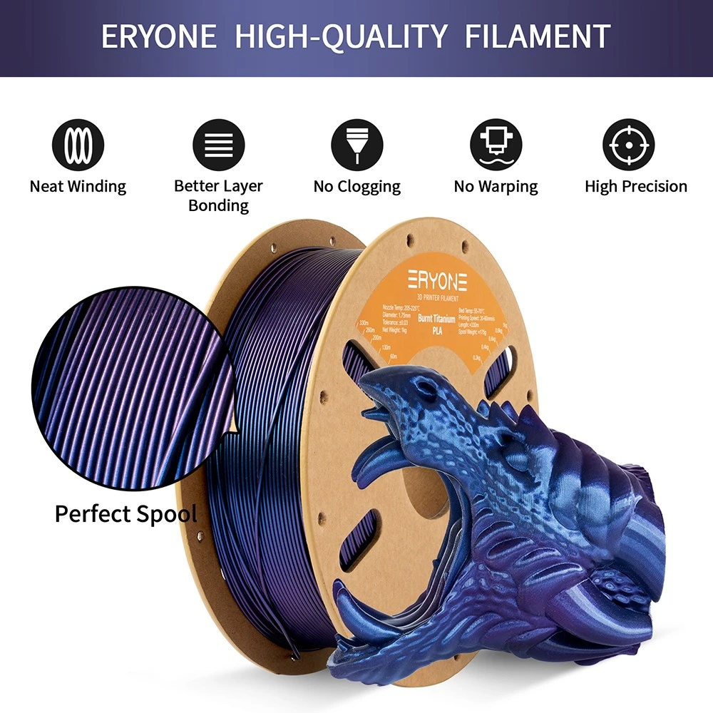 Filament PLA pour imprimante 3D ERYONE Burnt Titanium 1 kg - Bleu-violet