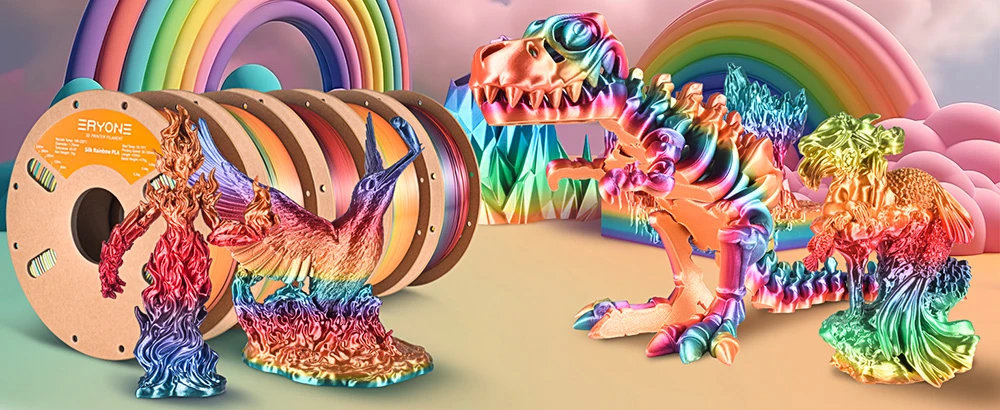 Filament PLA Silk pour imprimante 3D ERYONE 1 kg - Sunset Rainbow