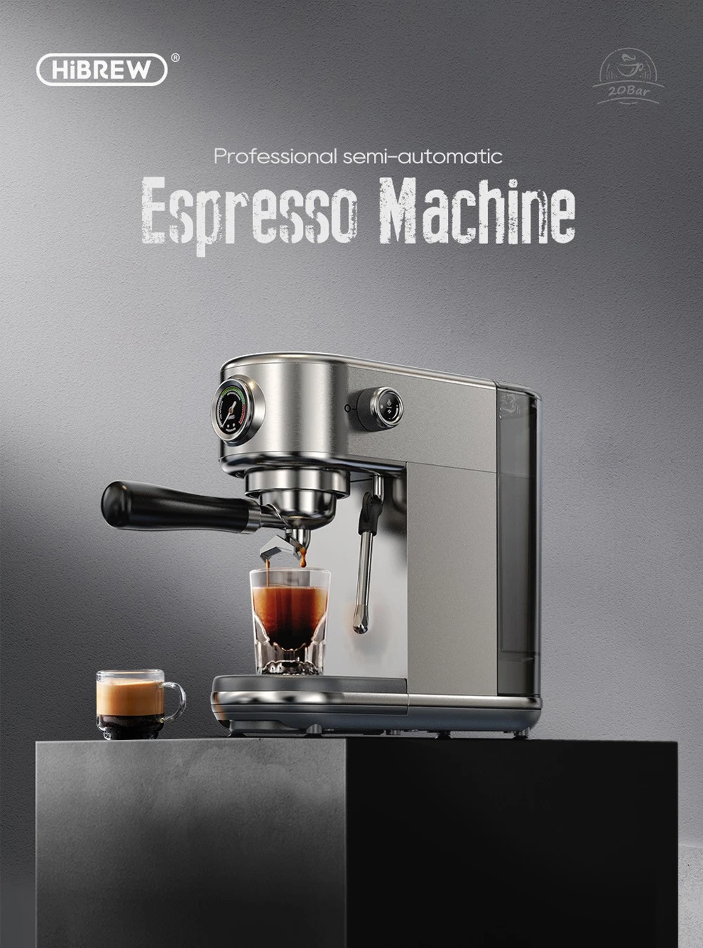 HiBREW H10B eszpresszó kávéfőző – 20 bar nyomás