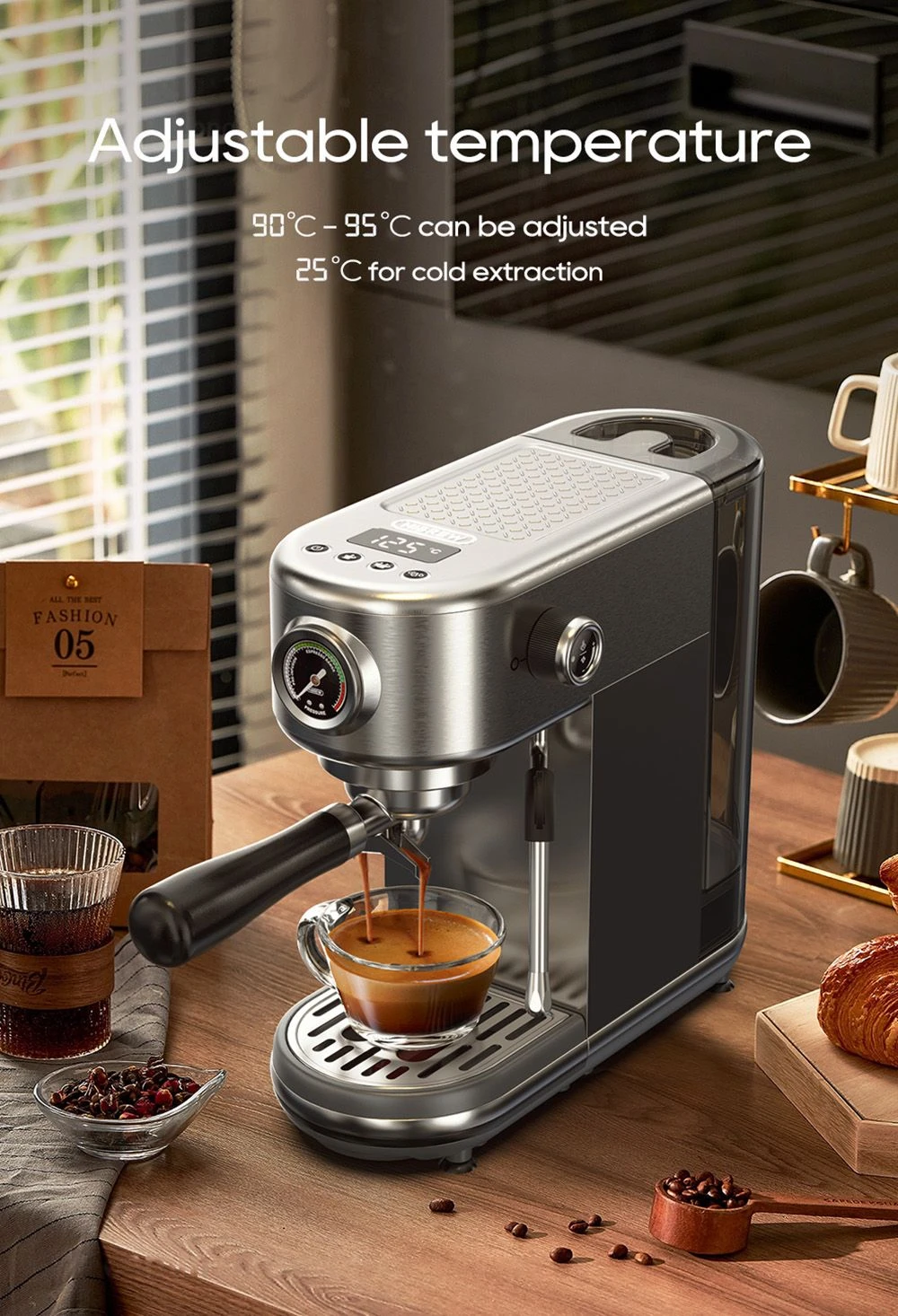 HiBREW H10B eszpresszó kávéfőző tejhabosító funkcióval