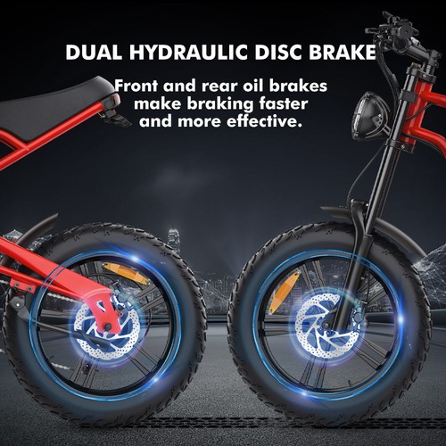 Hidoes B6 Electric Bike, 1200W Motor, 48V 15Ah Battery, 20"x4" Fat Tires, 50km/h Max Speed, 75km Range, Front & Rear Oil Disc Brakes, Hydraulic Shock Absorber - Red