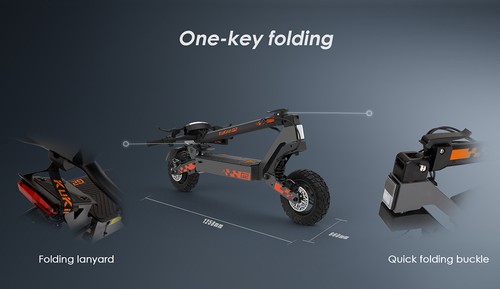Kukirin G2 Foldable Electric Scooter, 800W Motor, 48V 15Ah Battery, 10-inch Tires, 45km/h Max Speed, 55km Range, Touchscreen Display, Front & Rear Disc Brakes