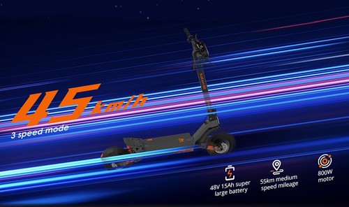 Kukirin G2 Foldable Electric Scooter, 800W Motor, 48V 15Ah Battery, 10-inch Tires, 45km/h Max Speed, 55km Range, Touchscreen Display, Front & Rear Disc Brakes