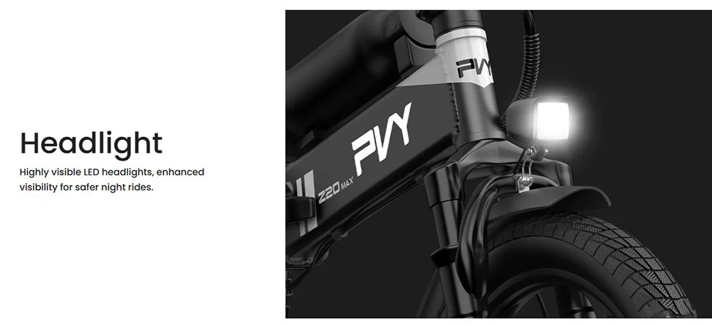 PVY Z20 MAX Electric Bike, 750W Motor, 36V 25.6Ah Battery, 20*2.3-inch Tires, 25km/h Max Speed, 200km Max Range, Hydraulic Brake, Shimano 7 Speed, CE Certified - Grey