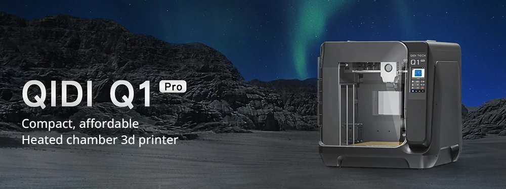 QIDI Tech Q1 Pro 3D Printer, Dual Z Motors, 60℃ Chamber Heat, 350°C Print, Tri-metal Hot-end, Auto Leveling, ≤600mm/s High Speed, 64-bit Processor, Filament Detection, 245x245x240mm